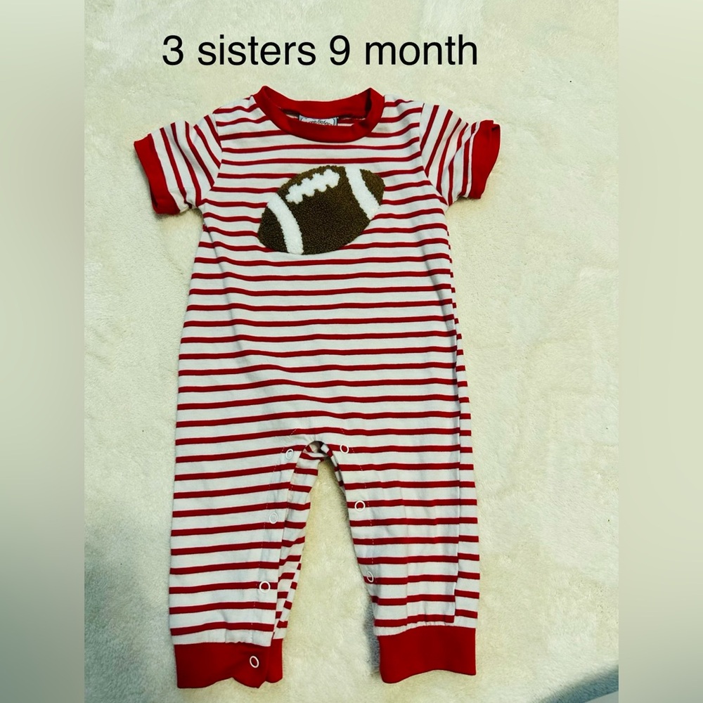 3 Sisters Red and White Striped Football Bodysuit